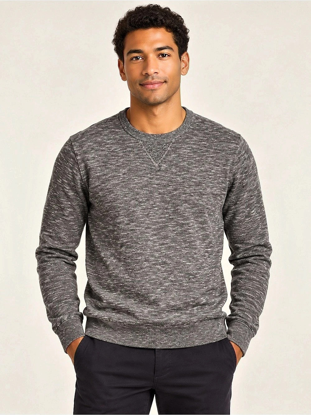 J.Crew Factory Men’s M Charcoal Marled Cotton Crewneck Sweater